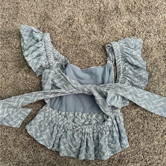 Miami Gray Patterned Ruffle Blouse - Picture 2 of 3
